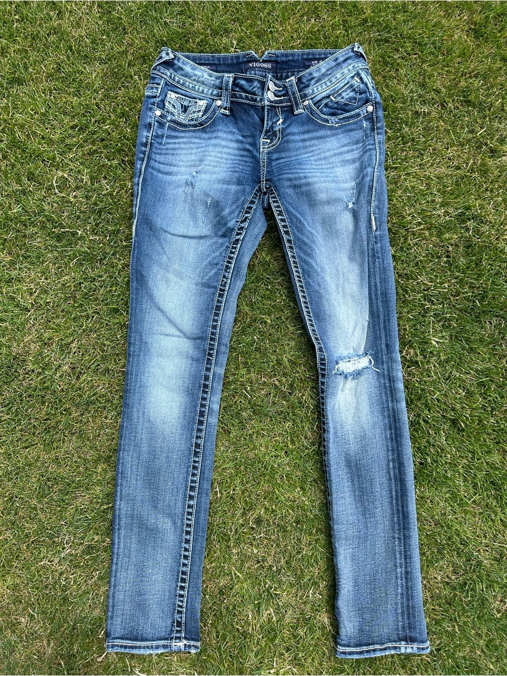 Vigoss Women's Light Wash Distressed Skinny Jeans